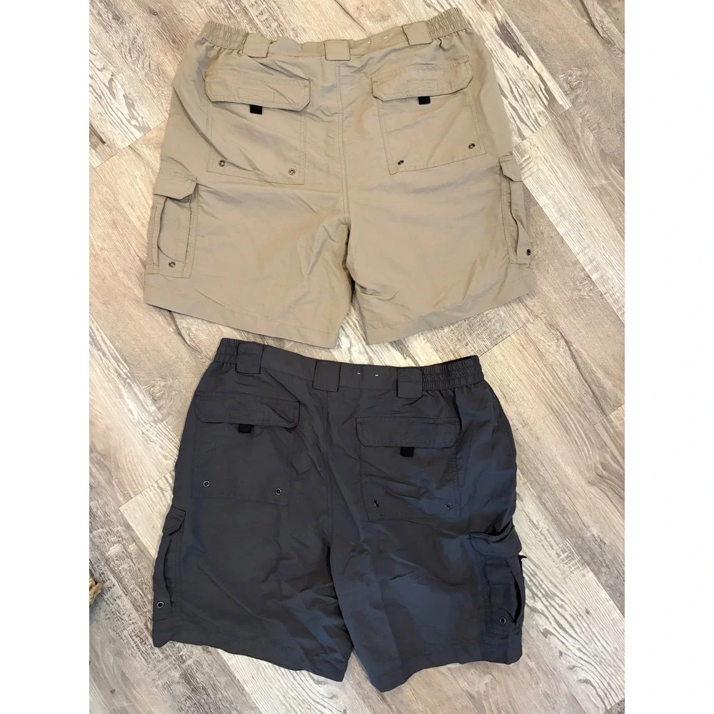 World Wide Sportsman Mens 38 Fishing Cargo Shorts Tan Grey Outdoor Hiking SET